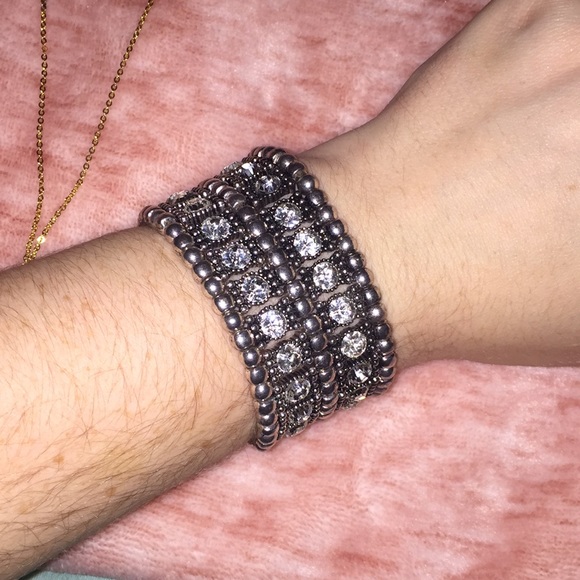 Silver/charcoal and faux diamond bracelet - Picture 3 of 3